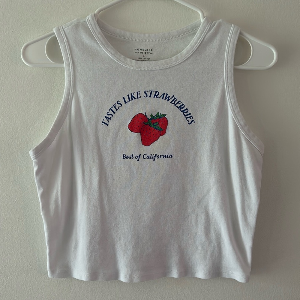 White Strawberry Cropped Halter Top